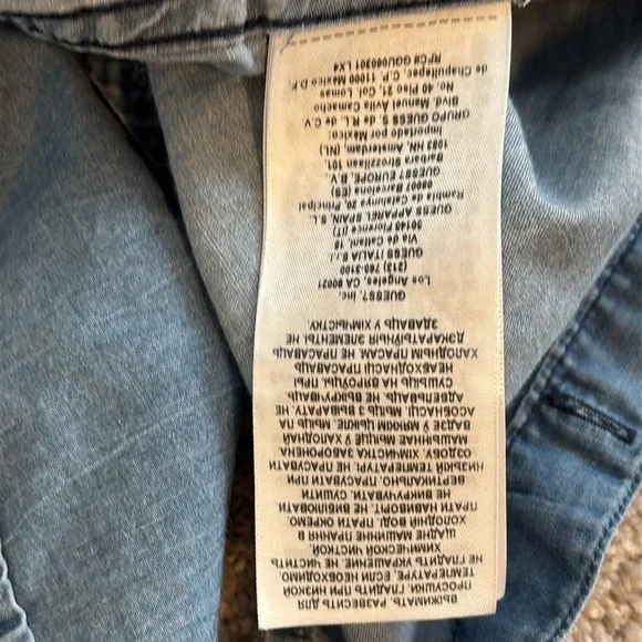 Guess Blue Denim Hooded Shirt Sz S - Picture 9 of 13